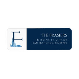 Winter Helgdag | Brev F Monogram-adressetikett Returadress Etikett