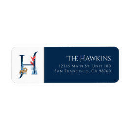 Winter Helgdag | Brev H Monogram-adressetikett Returadress Etikett