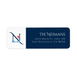 Winter Helgdag | Brev N Monogram-adressetikett Returadress Etikett