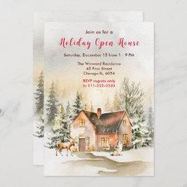 Winter Helgdag Cottage Open House Inbjudningar