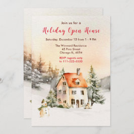 Winter Helgdag Cottage Open House Inbjudningar