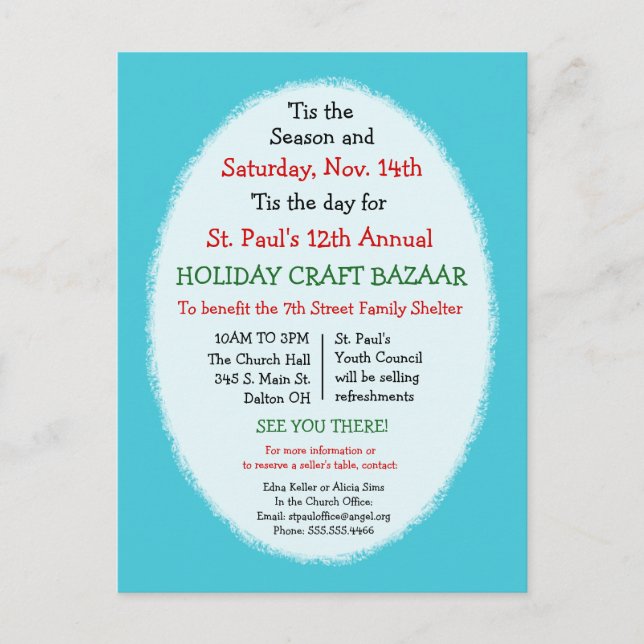 Winter Helgdag Event, Party, Reunion Announcement Vykort (Framsida)