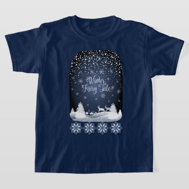 Winter Helgdag Fairy Tale Fantasy Snowy Forest T-S T Shirt (Laydown)