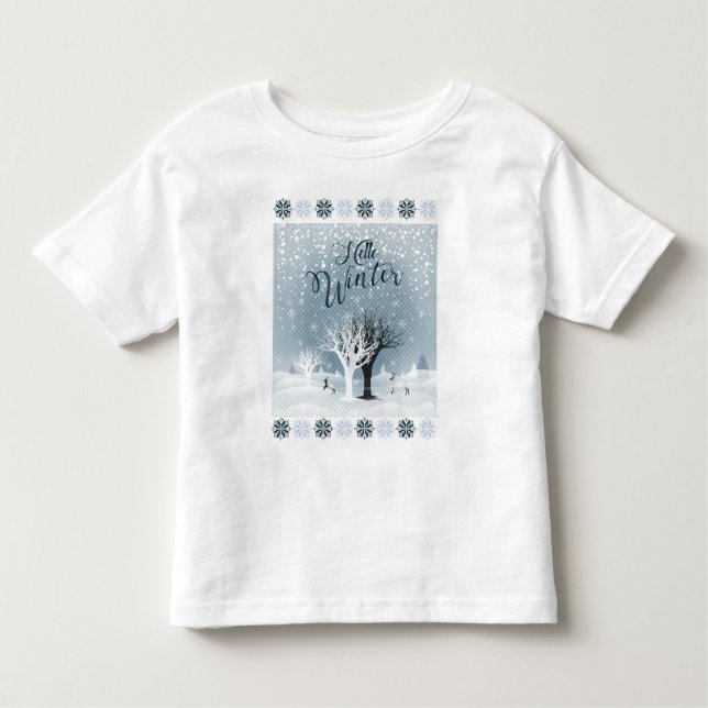 Winter Helgdag Fairy Tale Fantasy Snowy Forest T Shirt (Framsida)