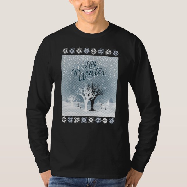 Winter Helgdag Fairy Tale Fantasy Snowy Forest T Shirt (Framsida)