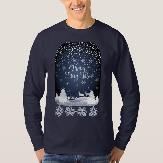 Winter Helgdag Fairy Tale Fantasy Snowy Forest T Shirt (Framsida)