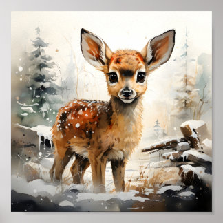 Winter Helgdag Forest Scene Cute Baby Kära Poster