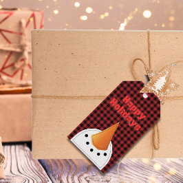 Winter Helgdag Funny Snögubbe Tecknad Ansikte Presentetikett