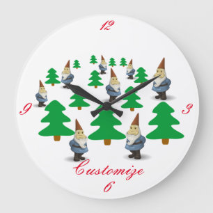 Winter Helgdag Gnomes Julgranar Thunder_Cove Stor Klocka