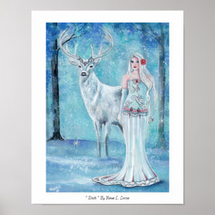 Winter-Helgdag gudinna med hjort poster av Renee