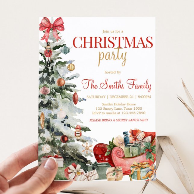 Winter Helgdag Julgran jul Party Inbjudningar (Christmas Tree Winter Holiday Christmas Party Invitation)