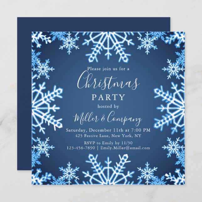 Winter Helgdag Modern Corporate Jul Party Inbjudningar (Fram/baksida)