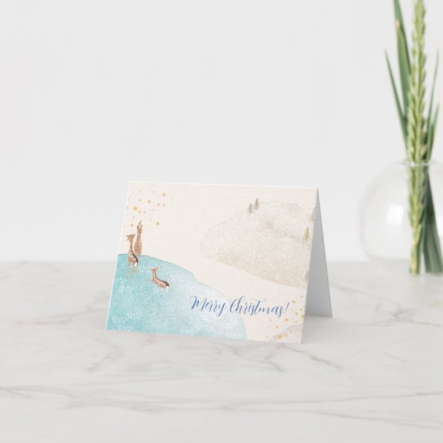 Winter Helgdag Reindeer Kort (Framsida)