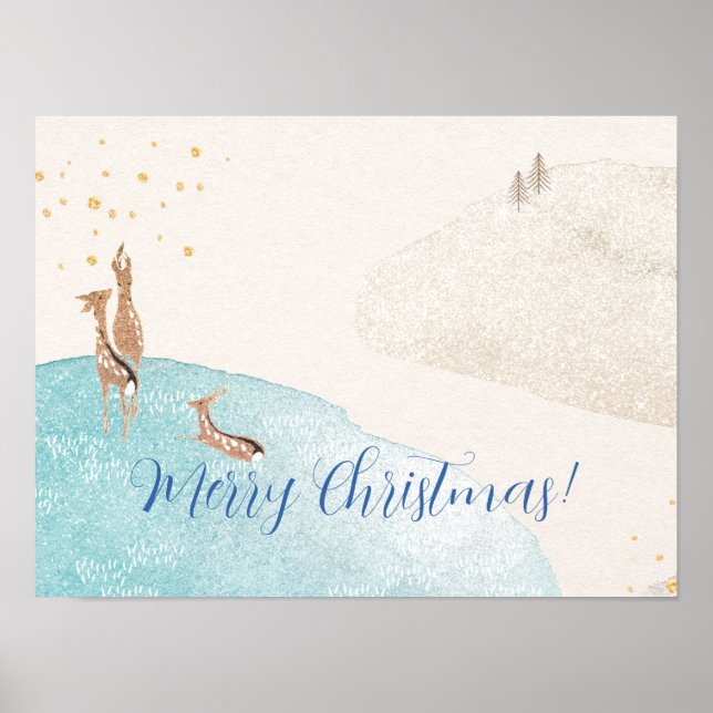 Winter Helgdag Reindeer Poster (Framsidan)