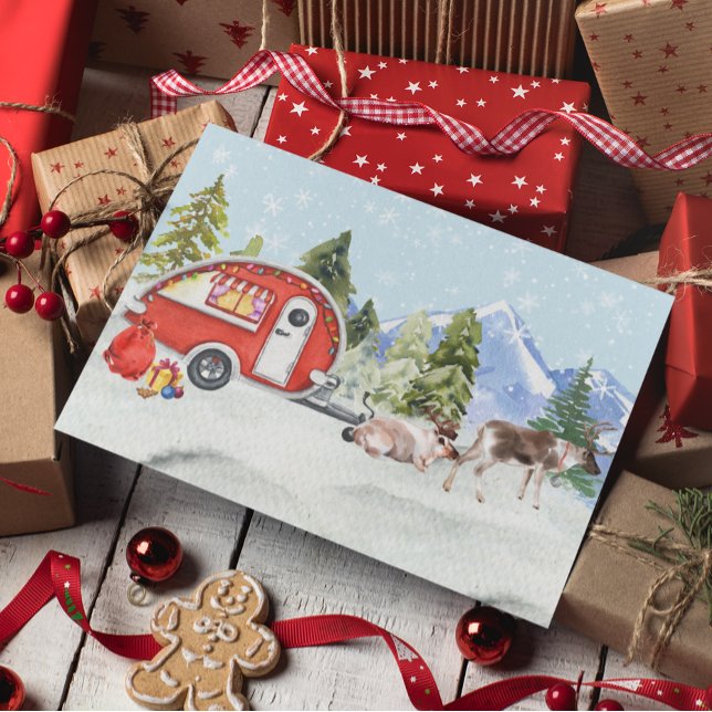 Winter Helgdag RV Camper Reindeer jul Julkort (Skapare uppladdad)