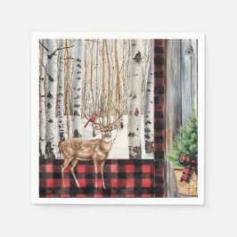 Winter Helgdag Scenery Kardinal och Hjort Papper Pappersservett
