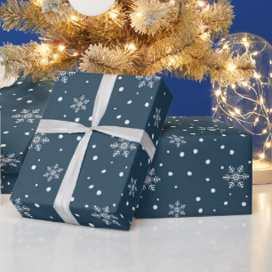 Winter Helgdag Snöflingor Mönster Presentpapper