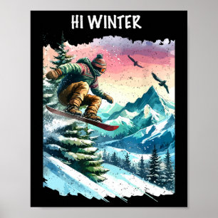 Winter Helgdag Snowboarding jul Julafton Snowboa Poster