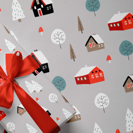 Winter helgdag Söta mönster moderna nordiska grått Presentpapper