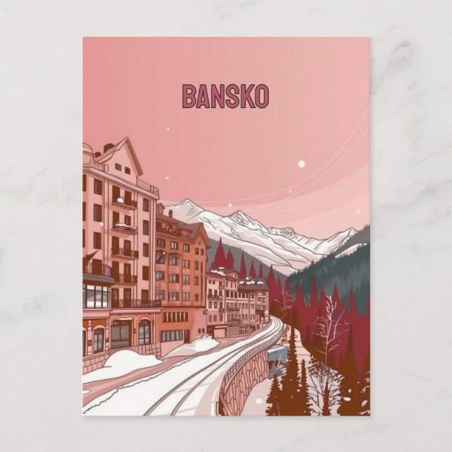 Winter Helgdag vid Bansko Vykort (Framsida)