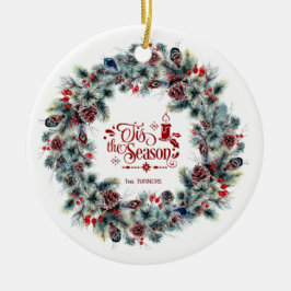Winter Helgdag Wandeans "Tis Season Monogram Julgransprydnad Keramik
