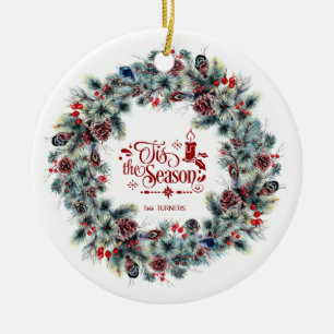 Winter Helgdag Wandeans "Tis Season Monogram Julgransprydnad Keramik