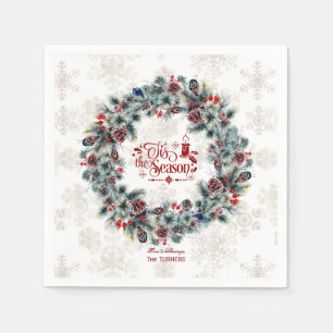 Winter Helgdag Wandeans "Tis Season Monogram Pappersservett
