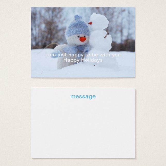 Winter Helgdagar Snögubbe Hälsning Visitkort (Framsida & baksida)