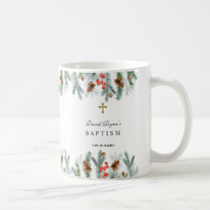 Winter Helgdagars Greenery Guld Kor Boy Baptism Kaffemugg