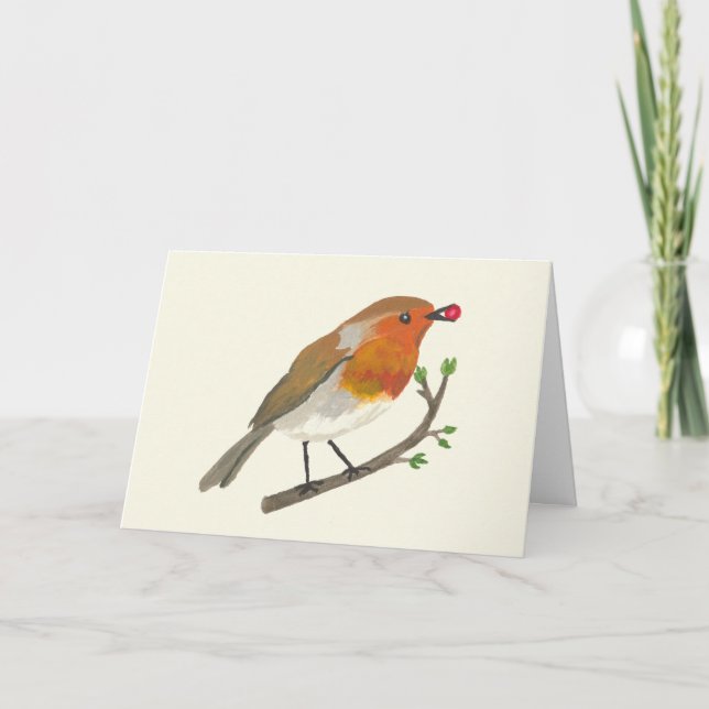 Winter helgdagars - Robin Redbröst Kort (Framsida)