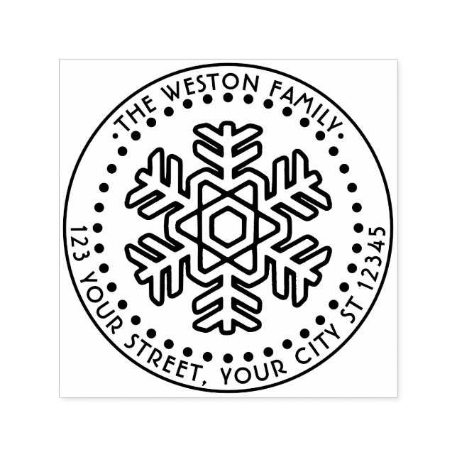 Winter Helgdagars Snowflake #2 Namn Returadress Självfärgande Stämpel (Design)