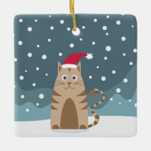 Winter helgdagars Tomhatt squattsnowy christmas Julgransprydnad Keramik