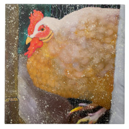 Winter Hen Ceramic Kitchen Tile Kakelplatta