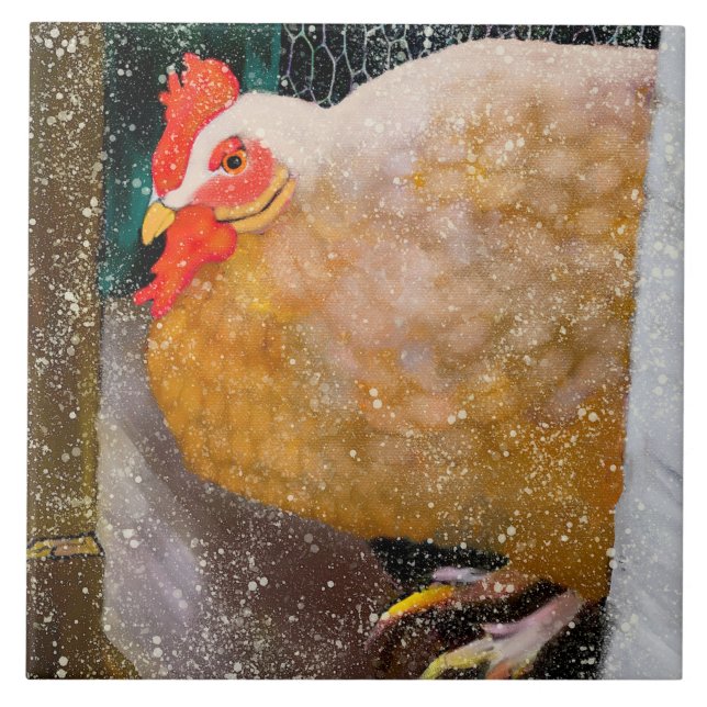 Winter Hen Ceramic Kitchen Tile Kakelplatta (Framsidan)