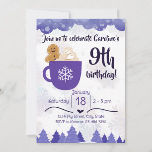 Winter Hett Cocoa Födelsedagsfest inbjudan