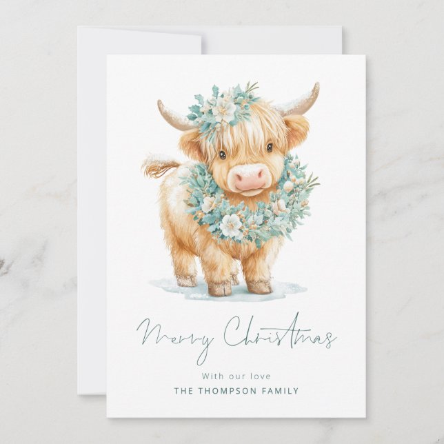 Winter Highland Cow 2026 Calendar God jul Julkort (Framsida)