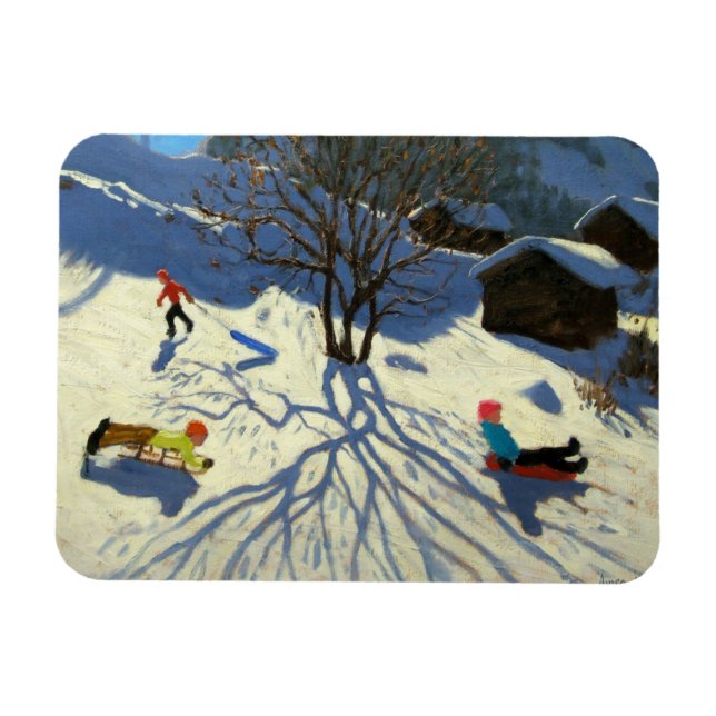 Winter hillside Morzine Frankrike Magnet (Horisontell)