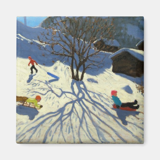 Winter hillside Morzine Frankrike Magnet (Framsidan)
