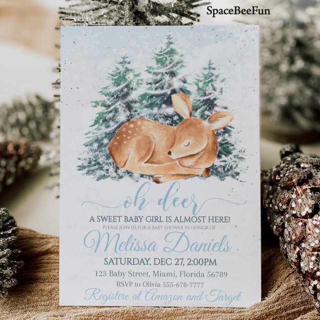 Winter Hjort Baby Shower-inbjudan Boy Hjort Winter Inbjudningar (Winter Deer Baby Shower invitation Boy Deer Winter Deer Boy Invite  It's Cold Outside Christmas )