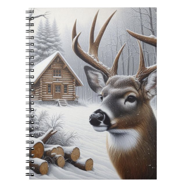 Winter hjort/Buck art Anteckningsbok (Framsidan)