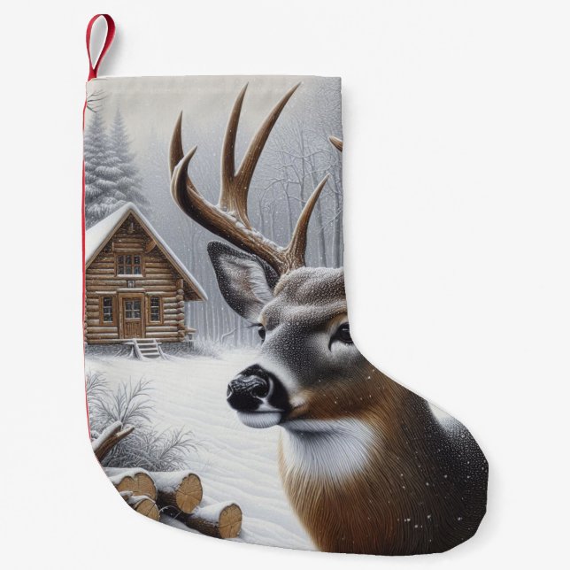 Winter hjort/Buck art Liten Julstrumpa (Framsidan)