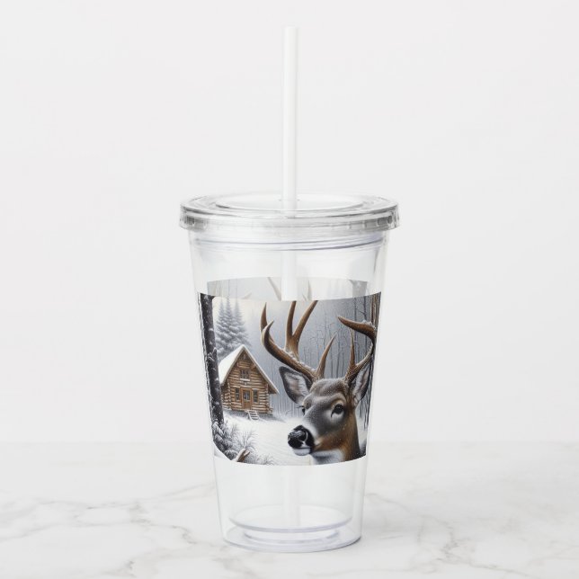 Winter hjort/Buck art Take Away Mugg (Framsida)