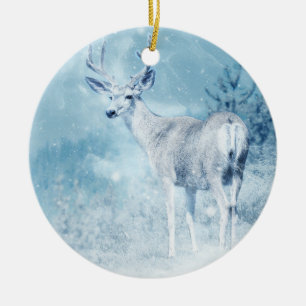 Winter Hjort och Gräs Träd Julgransprydnad Keramik