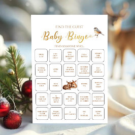 Winter Hjort-skogen hittar gästen Baby Bingo-spele Inbjudningar