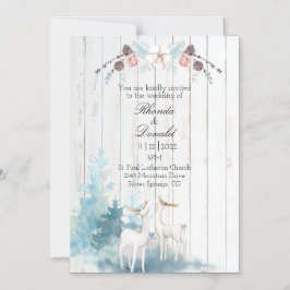Winter Hjort Watercolor på Wood Bröllop Magnetisk Inbjudningskort