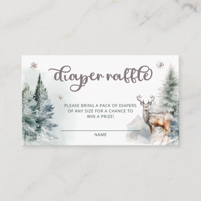 Winter Hjort Woodland Diaper Raffle Tilläggskort (Framsida)