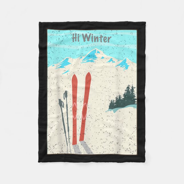 Winter Holiday Christmas Ski X-mas Skiing Skier  Fleecefilt (Framsidan)
