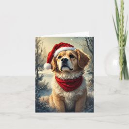 Winter Holiday Santa Dog Kort