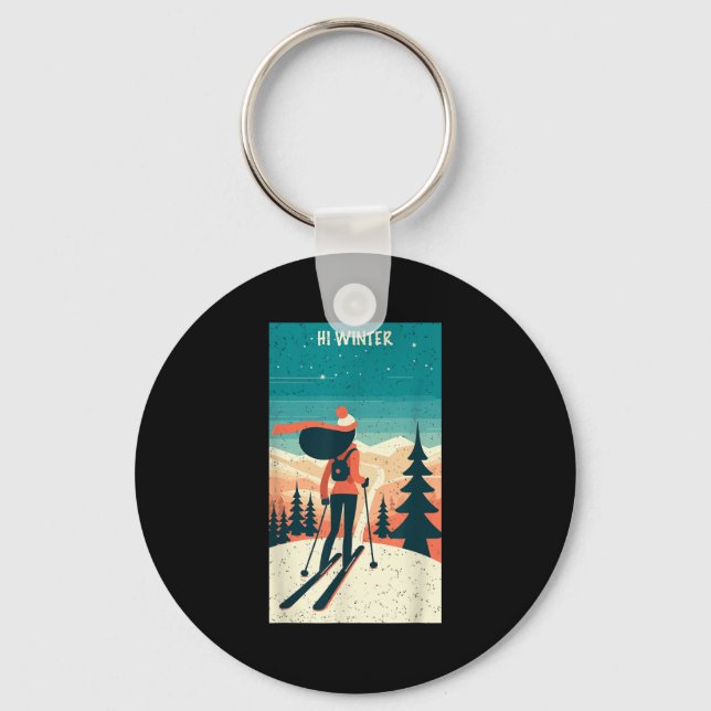 Winter Holiday Ski Christmas X-mas Skiing Skier Wo Nyckelring (Framsida)