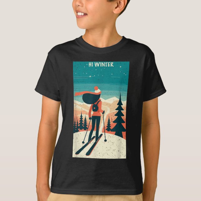 Winter Holiday Ski Christmas X-mas Skiing Skier Wo T Shirt (Framsida)